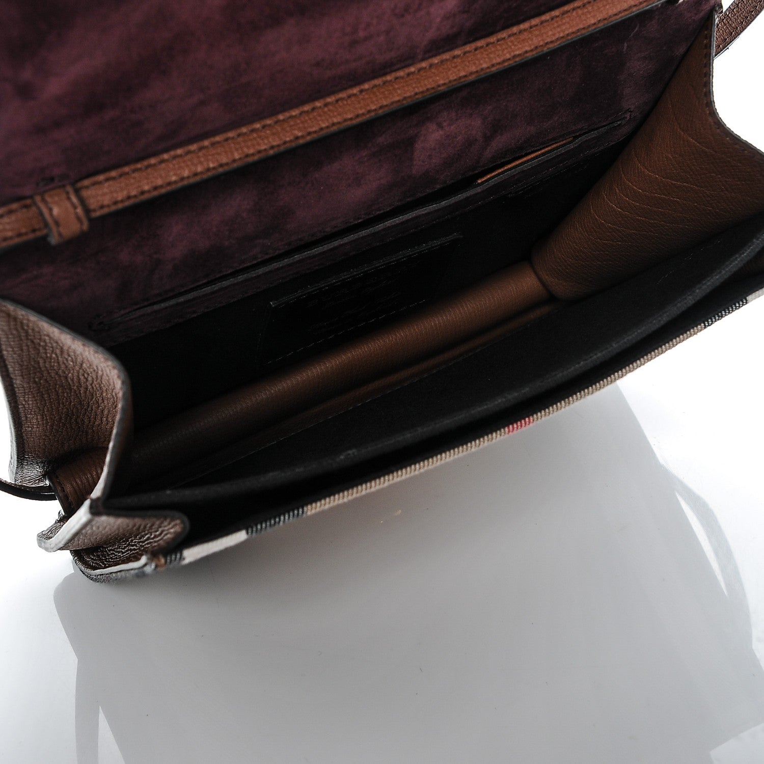Burberry Derby Calfskin House Check Small Macken Crossbody Bag Tan 5 of 7