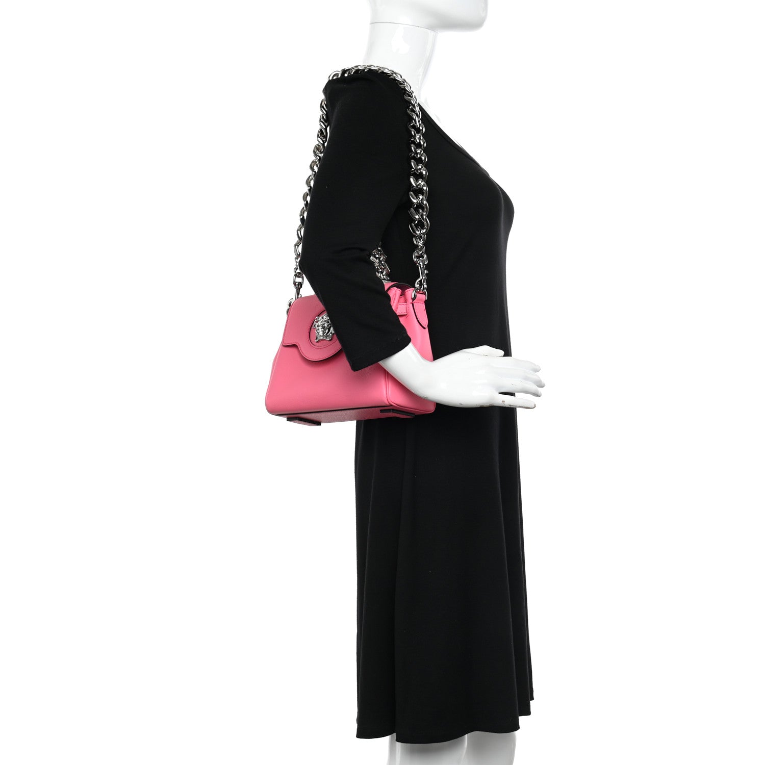 Versace Grained Calfskin Small Chain La Medusa Top Handle Bag Pink 2 of 12