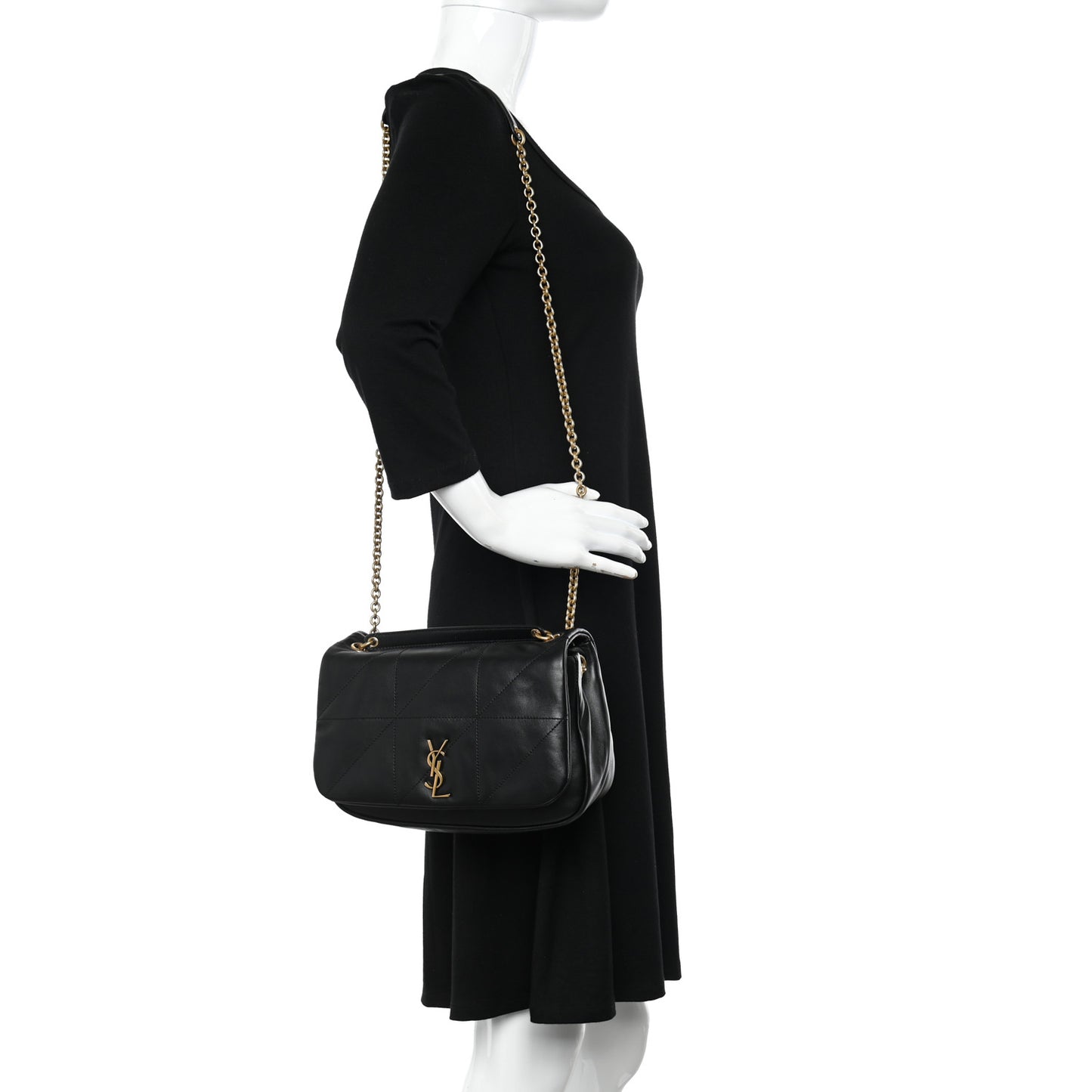 Lambskin Matelasse Monogram Small Jamie 4.3 Black