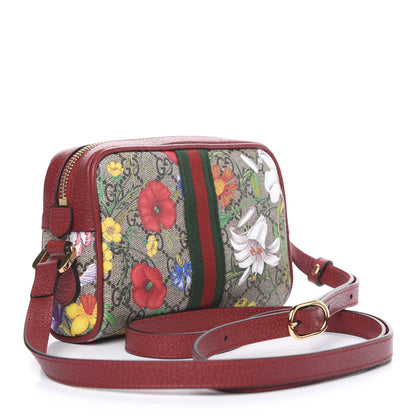 Gucci GG Supreme Monogram Flora Web Mini Ophidia Shoulder Bag Red 2 of 10