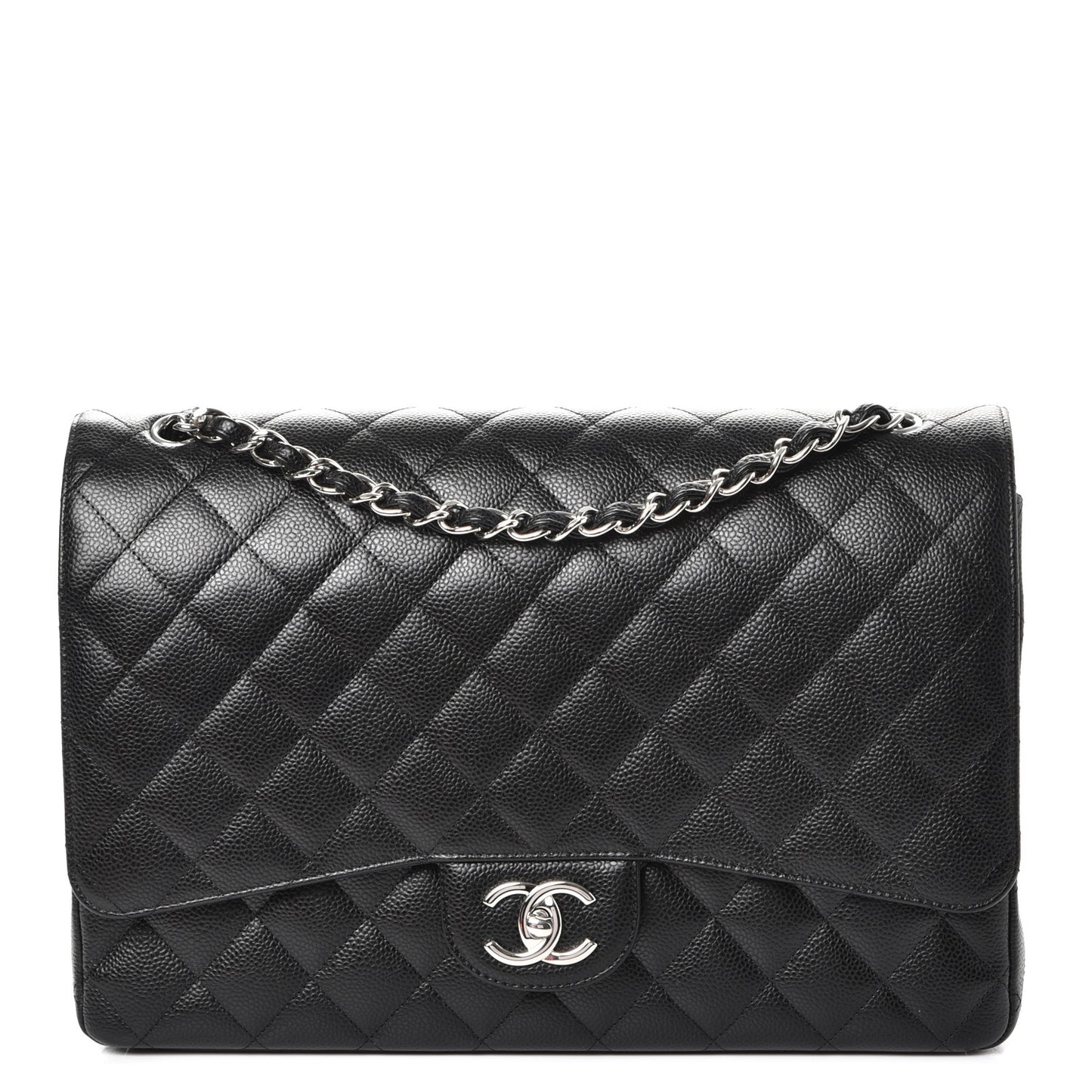 Caviar Quilted Maxi Double Flap Black
