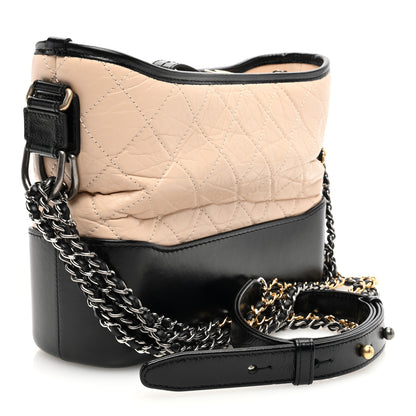 Chanel Aged Calfskin Quilted New Medium Gabrielle Hobo Beige Black 3 of 11