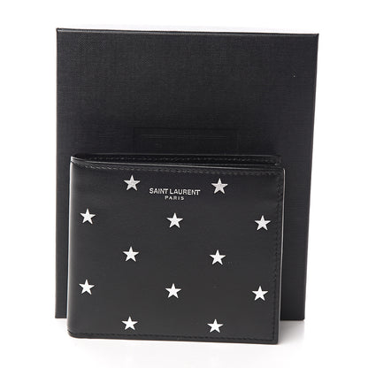 Saint Laurent Calfskin Star Print Bi-Fold Wallet Black 11 of 12