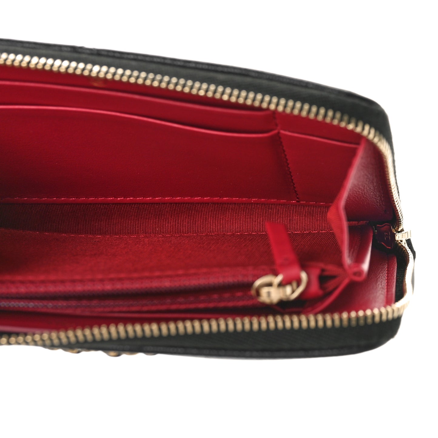 Shiny Goatskin Quilted Chanel 19 Long Zipped Around Wallet Black