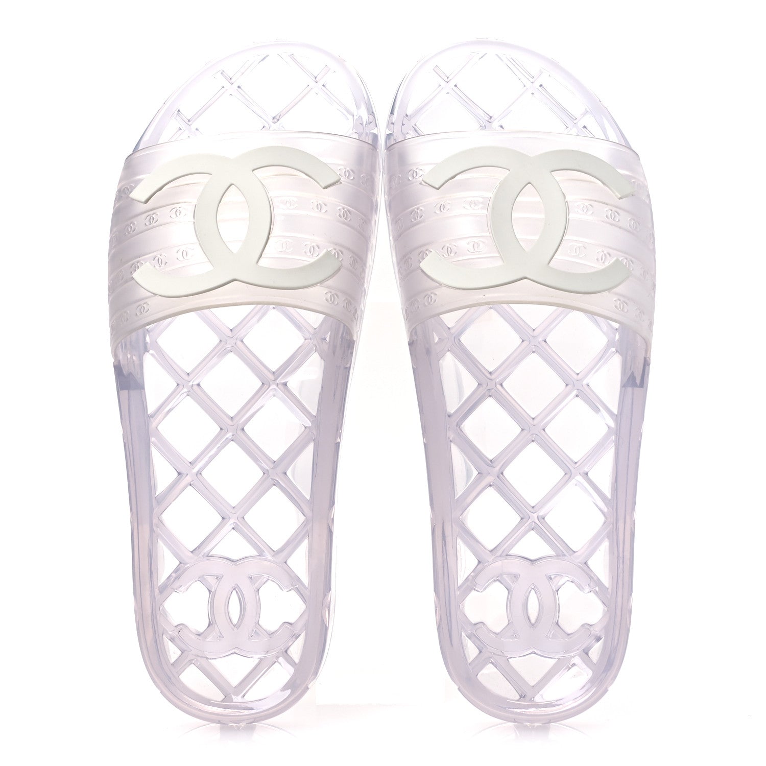 Chanel PVC Transparent CC Flat Slide Sandals 38 White 2 of 11
