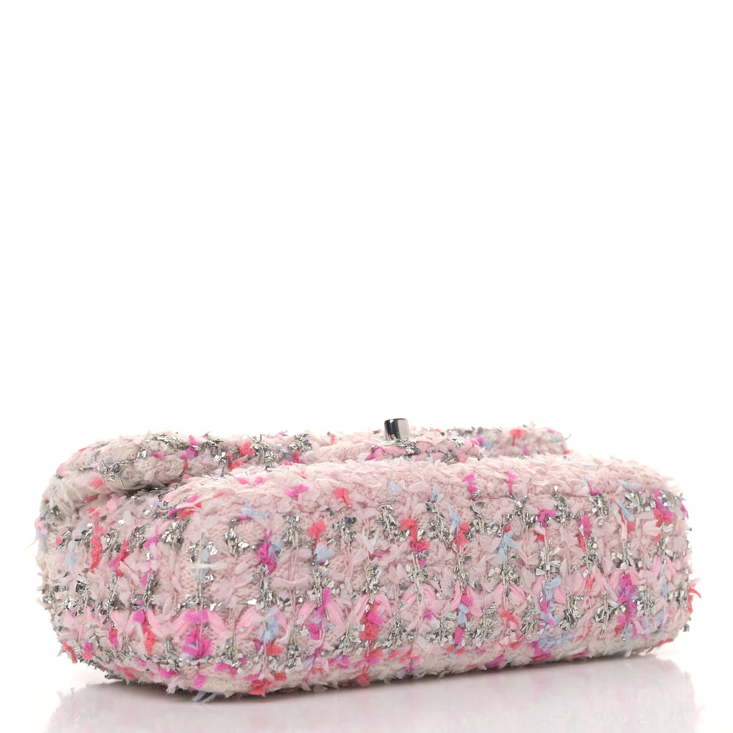 Tweed Quilted Mini Rectangular Flap Light Pink Silver Blue