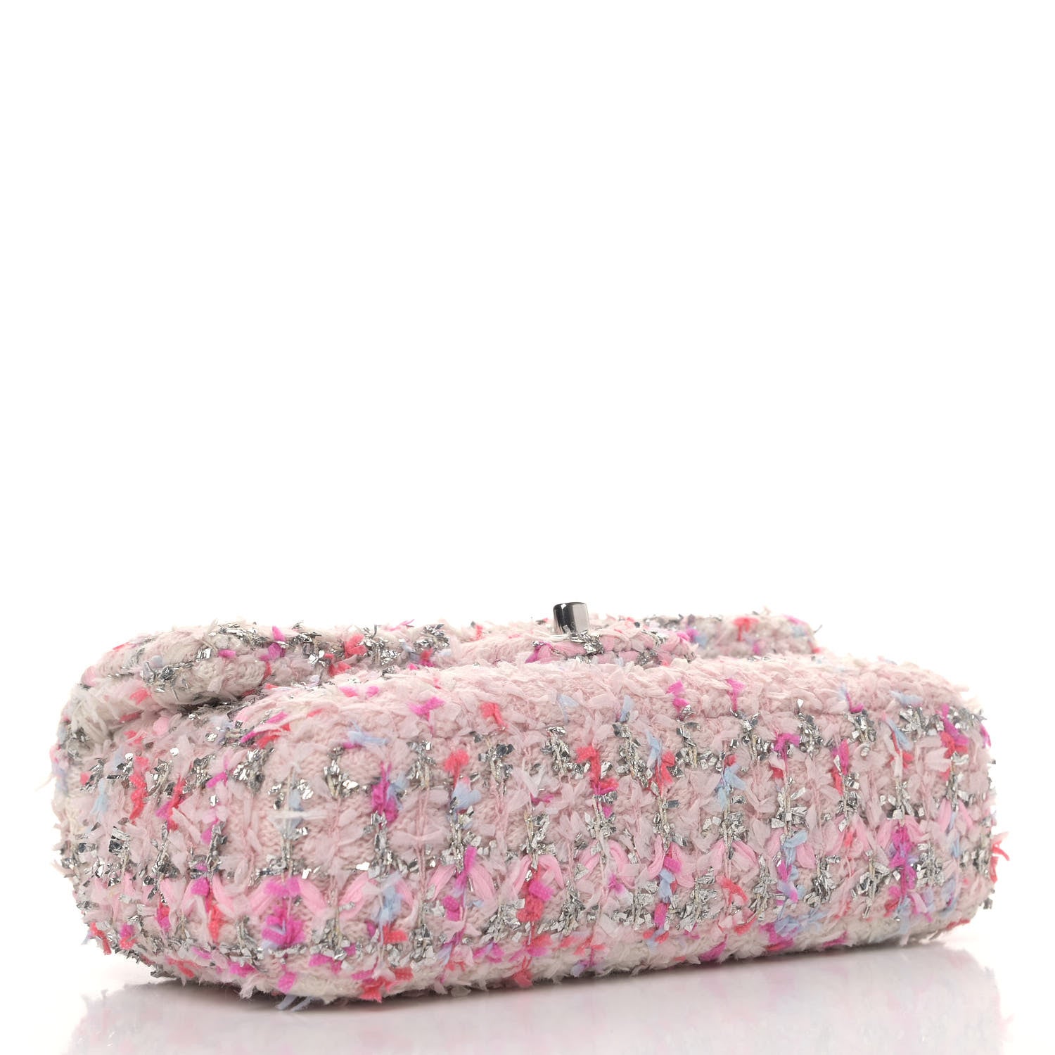 Chanel Tweed Quilted Mini Rectangular Flap Light Pink Silver Blue 3 of 4