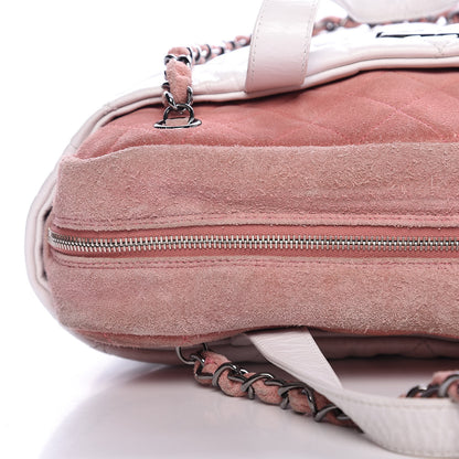 Chanel Glazed Calfskin Suede Quilted Portobello Tote White Pink 8 of 14