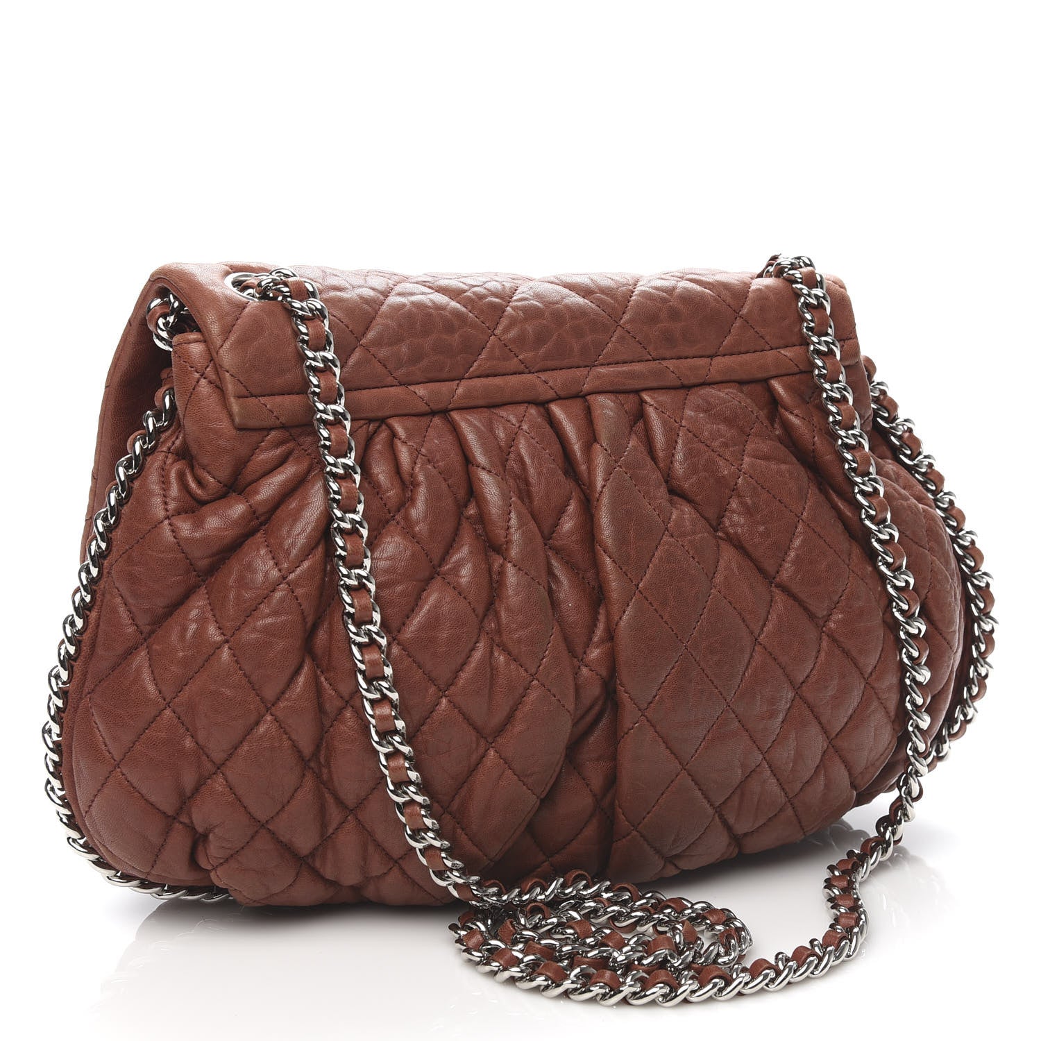 Chanel Washed Lambskin Quilted Medium Chain Around Messenger Brown 3 of 10