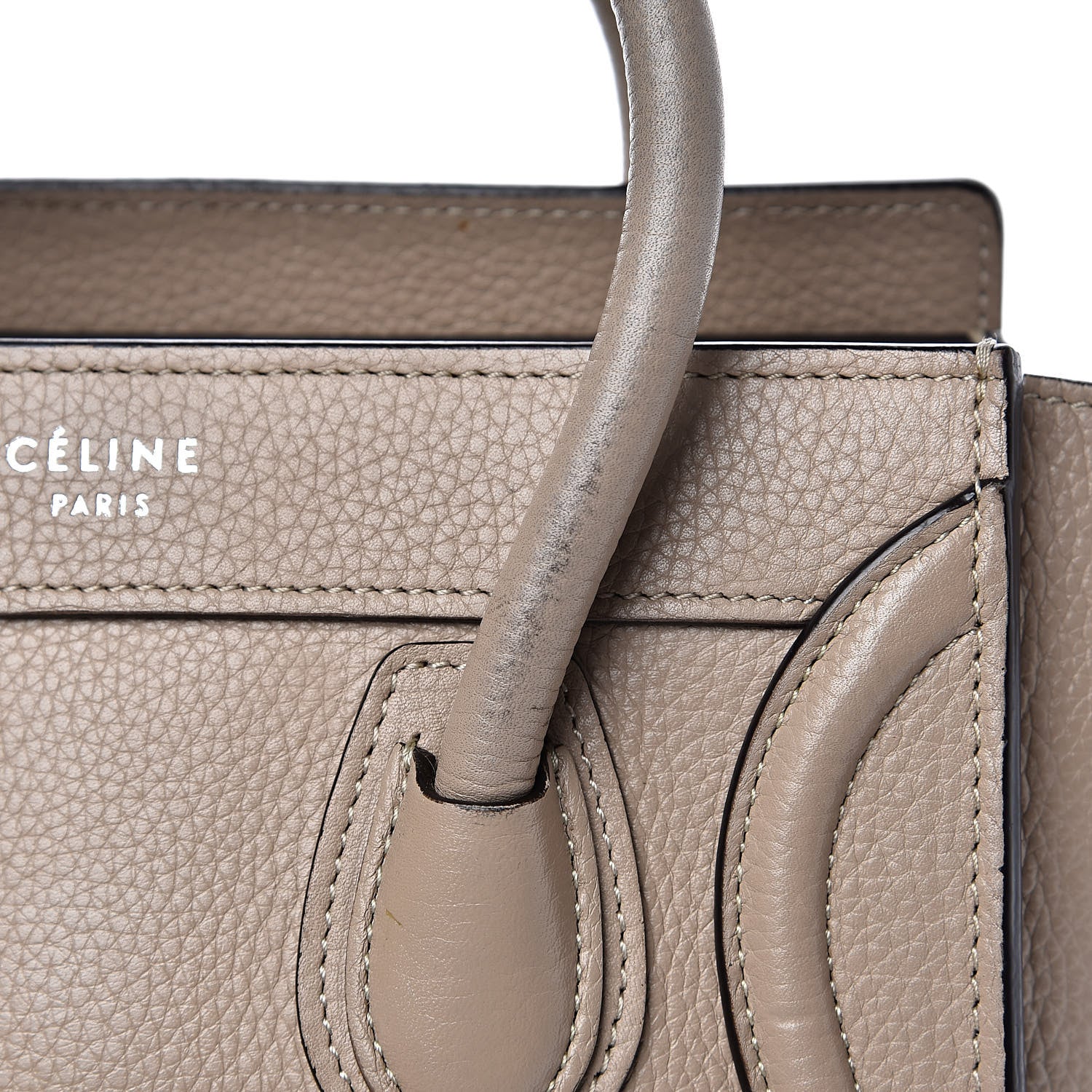 Celine Drummed Calfskin Nano Luggage Dune 12 of 19