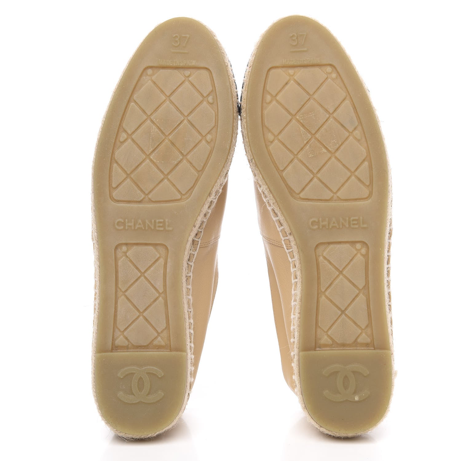 Chanel Lambskin CC Espadrilles 37 Beige Black 5 of 8