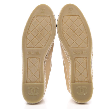 Chanel Lambskin CC Espadrilles 37 Beige Black 5 of 8