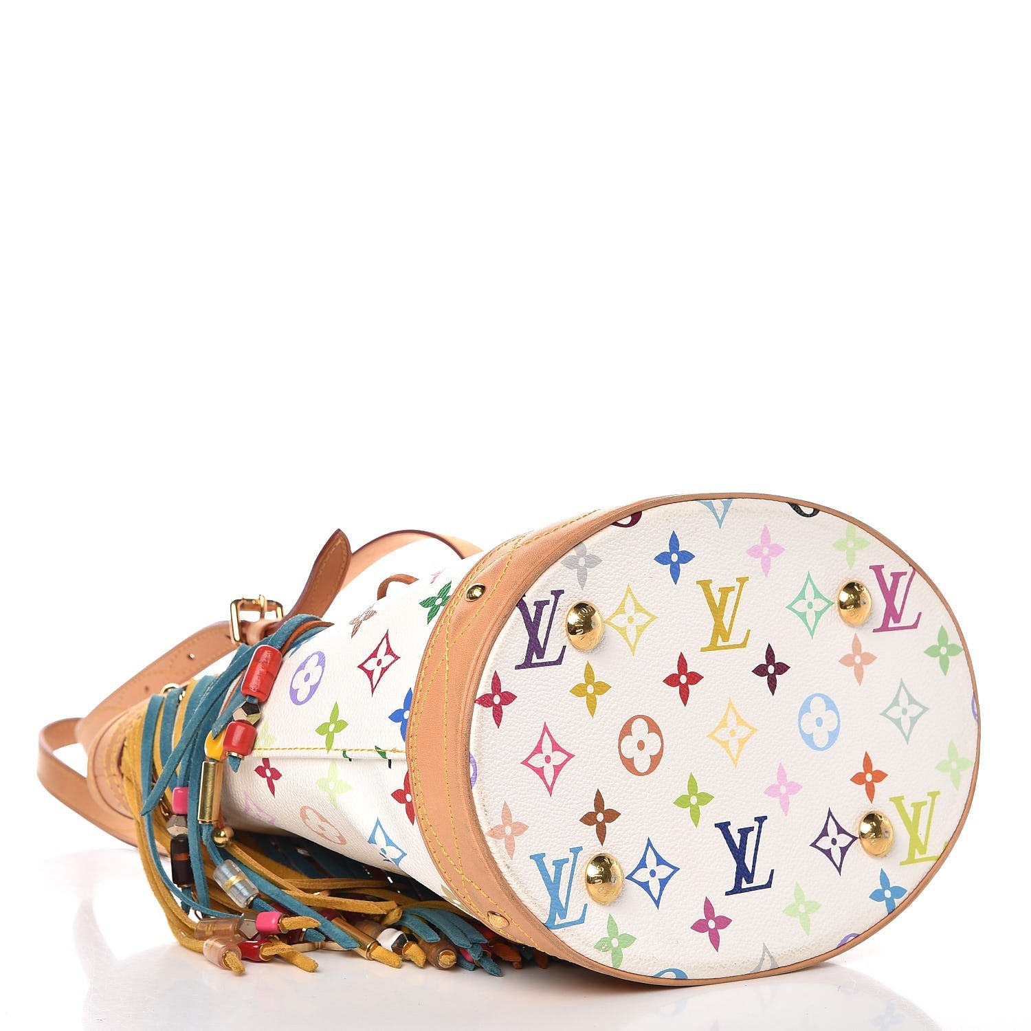 Louis Vuitton Monogram Multicolor Fringe Bucket White 5 of 11