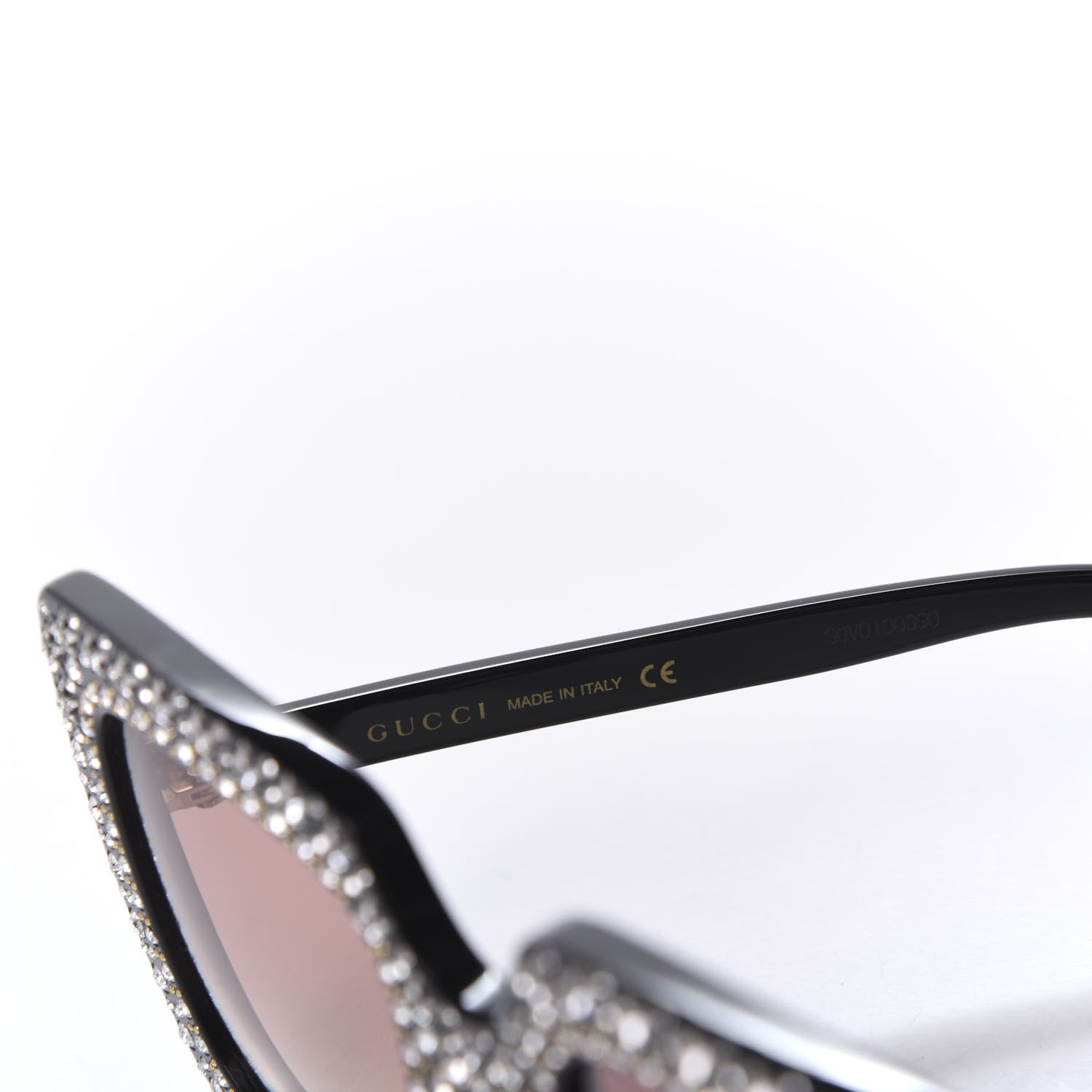 Gucci Acetate Crystal Oversize Sunglasses GG0148S Black 6 of 7