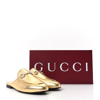 Gucci Nappa Silk Crystal Horsebit Womens Princetown Slippers 36.5 Gold 10 of 10
