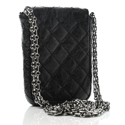 Chanel Metallic Aged Calfskin Quilted 2.55 Reissue Phone Case Black 3 of 16