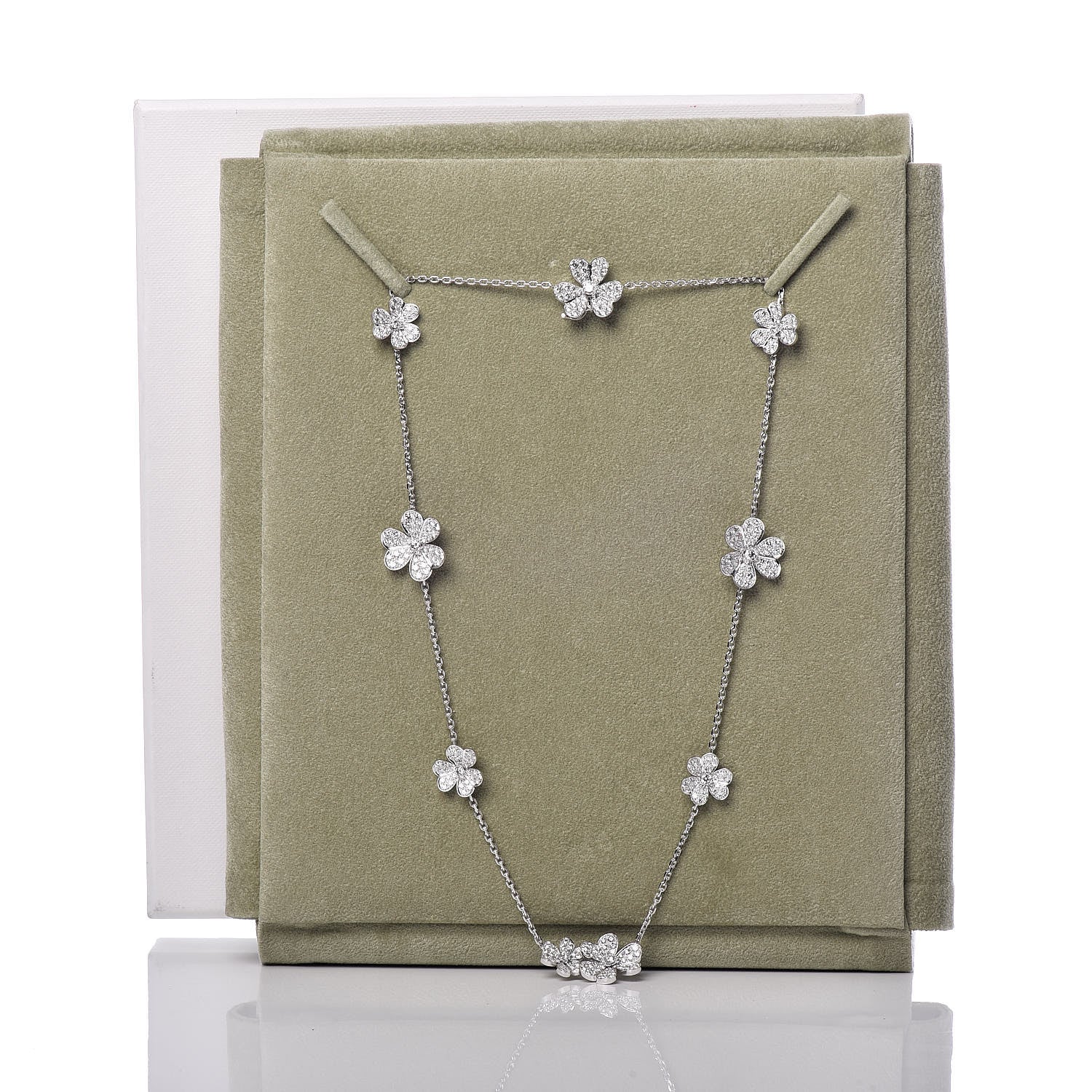 Van Cleef & Arpels 18K White Gold Diamond 9 Flowers Frivole Necklace 6 of 6