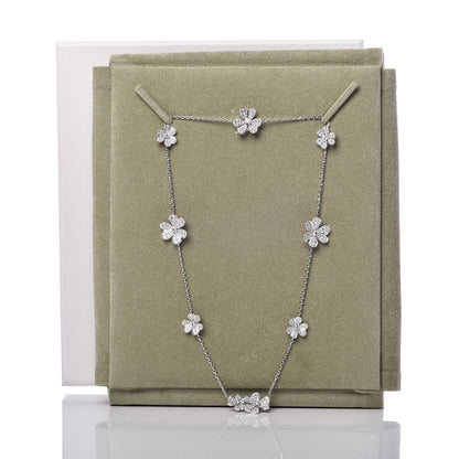 Van Cleef & Arpels 18K White Gold Diamond 9 Flowers Frivole Necklace 6 of 6