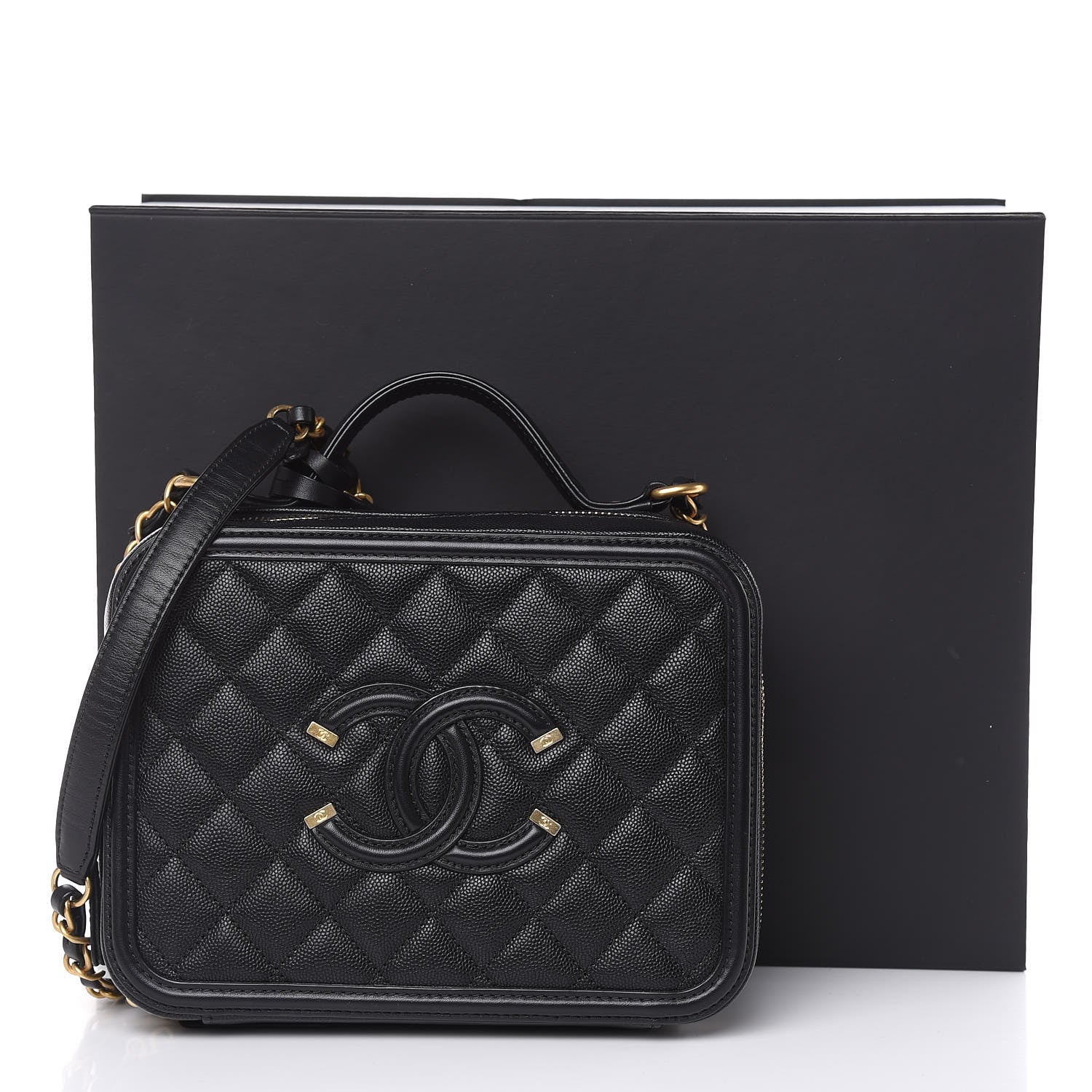 Chanel Caviar Quilted Medium CC Filigree Vanity Case Black 12 of 12