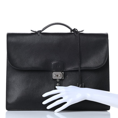 Hermes Chevre Mysore Sac a Depeche 38 Briefcase Black 2 of 10