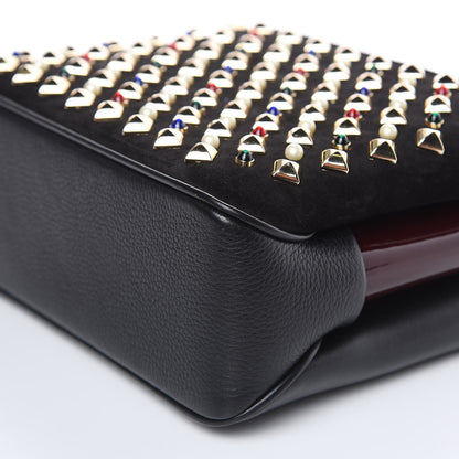 Christian Louboutin Suede Calfskin Spikes Small Triloubi Shoulder Bag Black Multi 9 of 11
