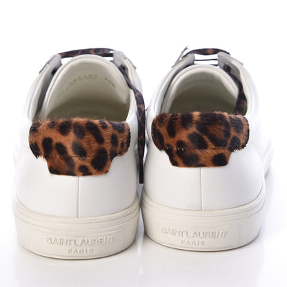 Saint Laurent Calfskin Leopard Print Andy Low Top Sneakers 40.5 White 5 of 9