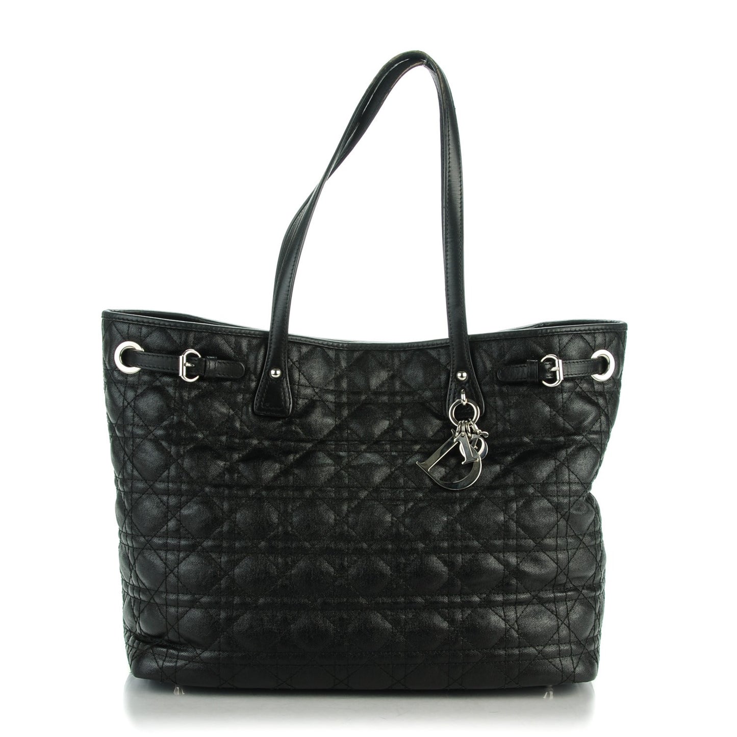 Coated Canvas Cannage Medium Panarea Tote Black