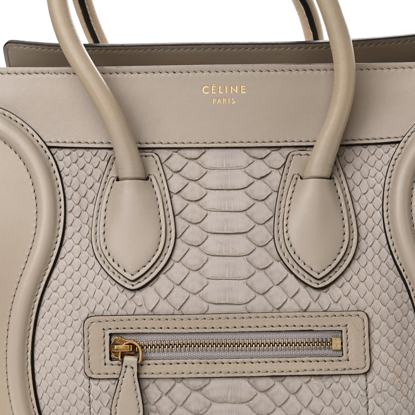 Python Smooth Calfskin Micro Luggage Pearl