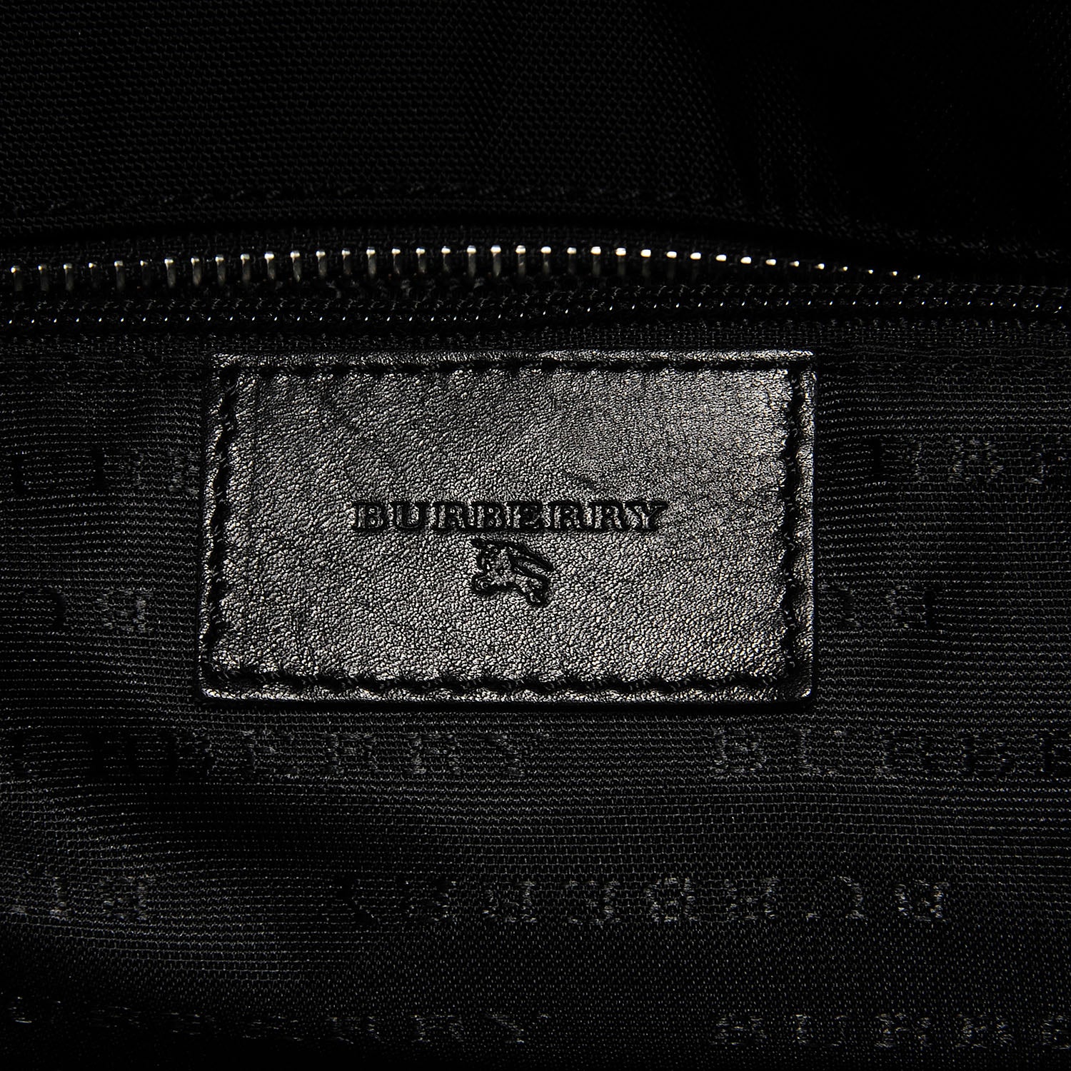 Burberry Leather Check Embossed Tote Bag Black 6 of 9