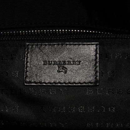 Burberry Leather Check Embossed Tote Bag Black 6 of 9