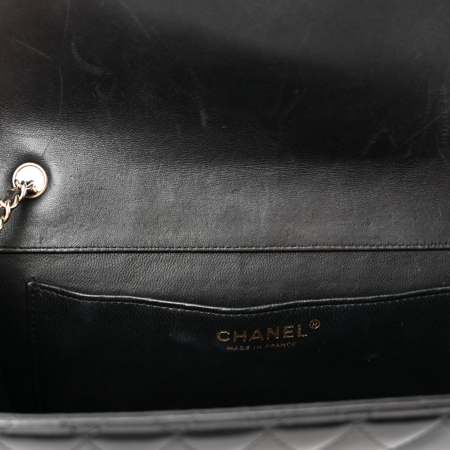 Patent Quilted Medium Single Flap Black