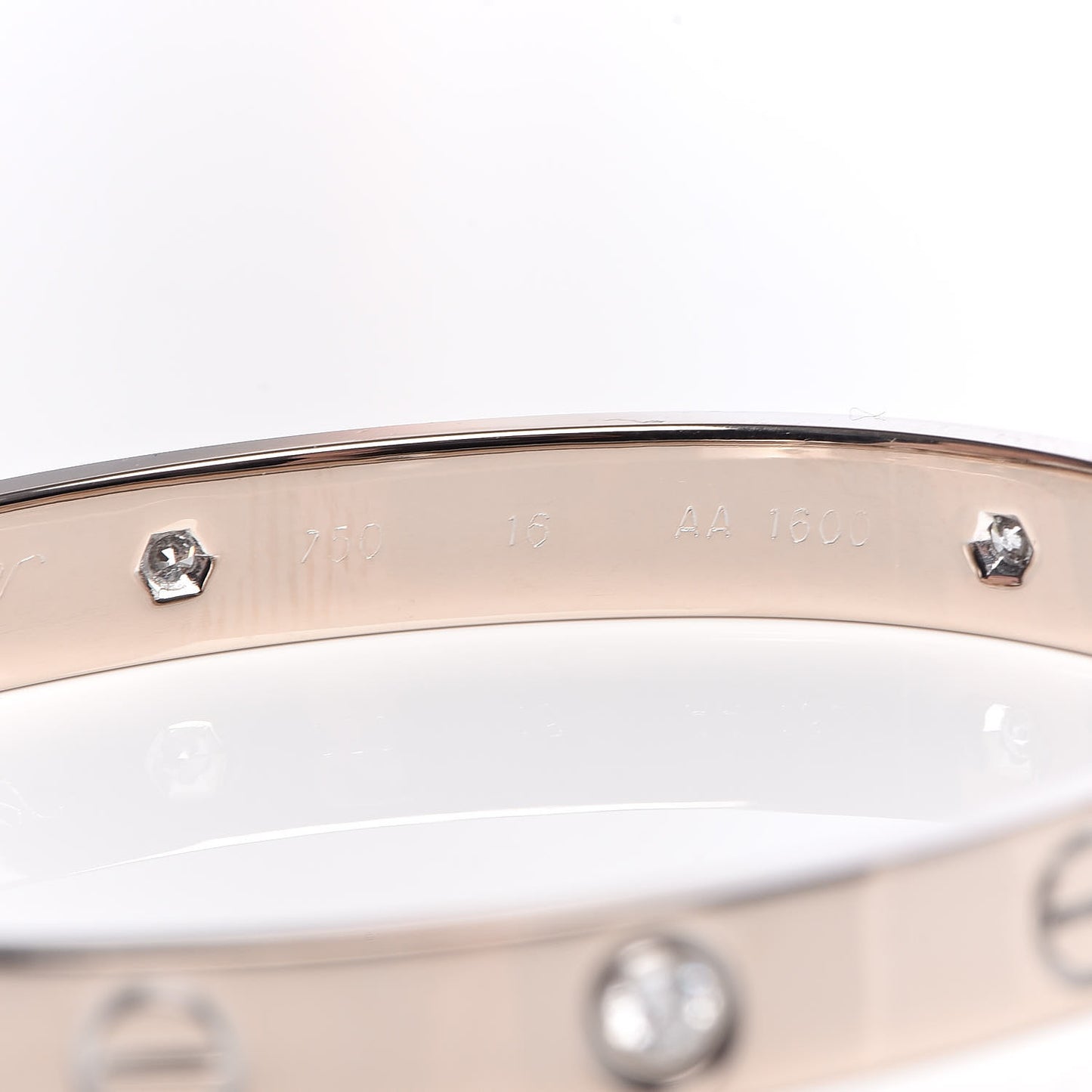 18K White Gold 6 Diamond LOVE Bracelet 16