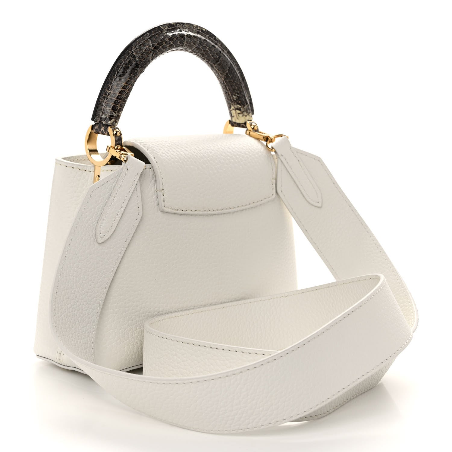 Louis Vuitton Taurillon Snakeskin Capucines Mini White 3 of 9