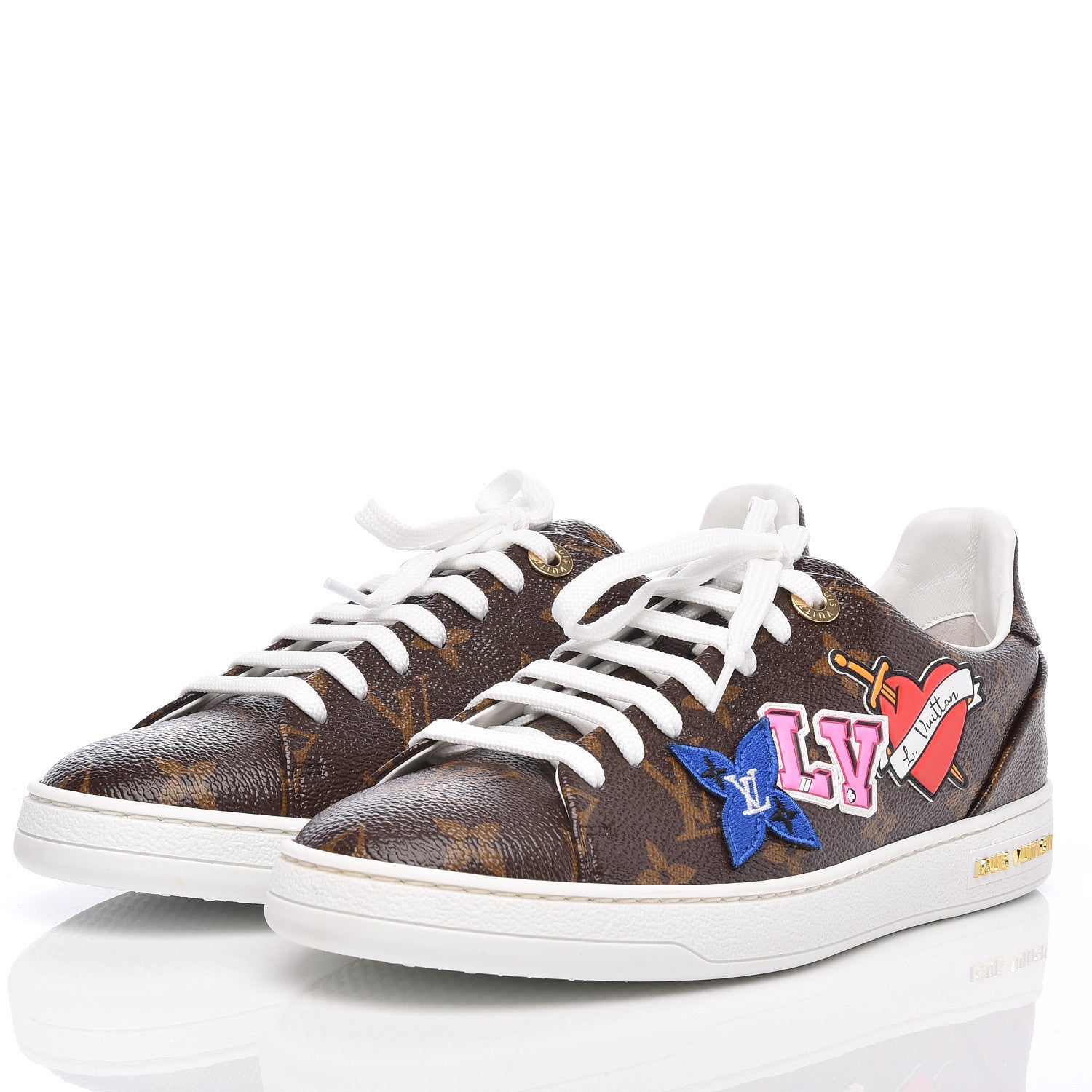 Louis Vuitton Calfskin Monogram LV Black Heart Sneakers 37.5 Cacao 3 of 8