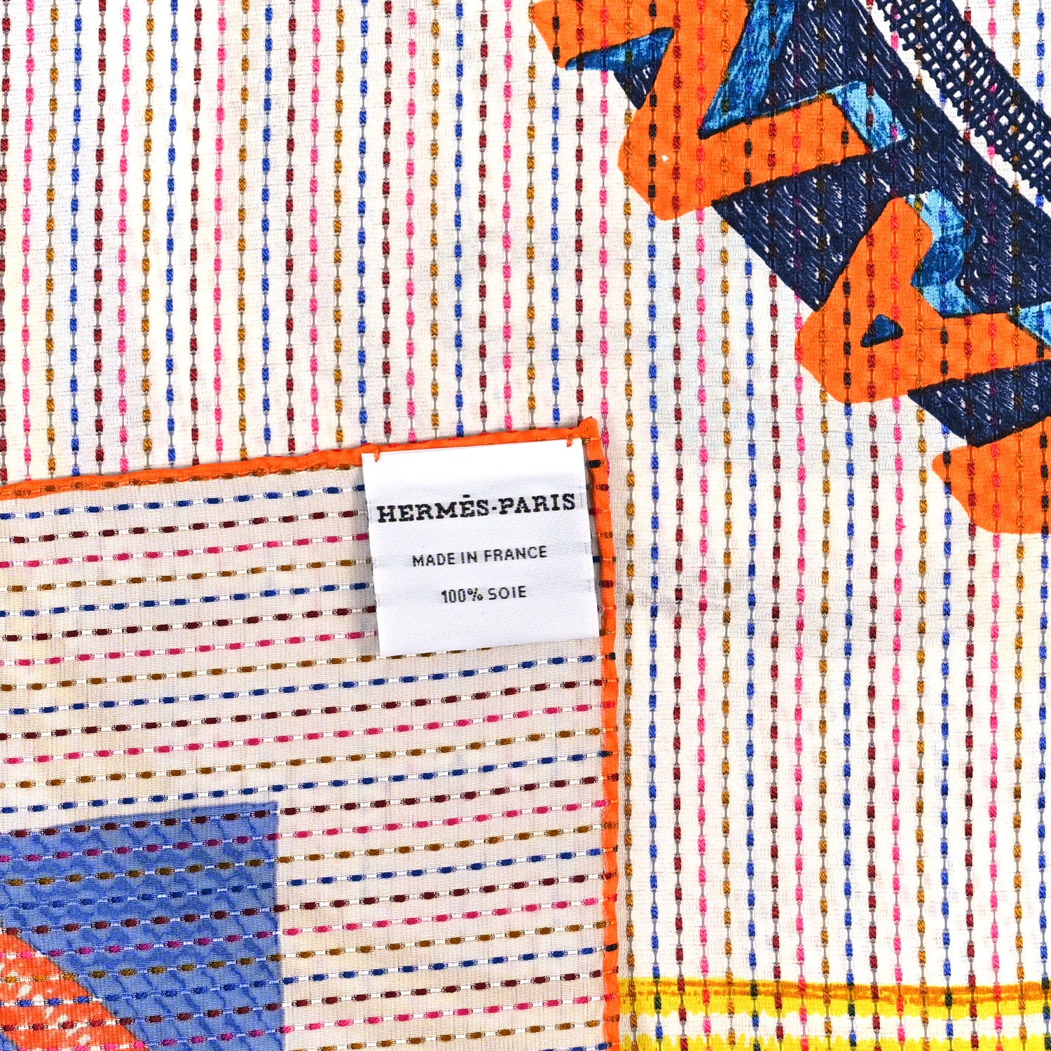 Hermes Silk Pointille Chevaloscope Neon Scarf 70 White Bleu Vert