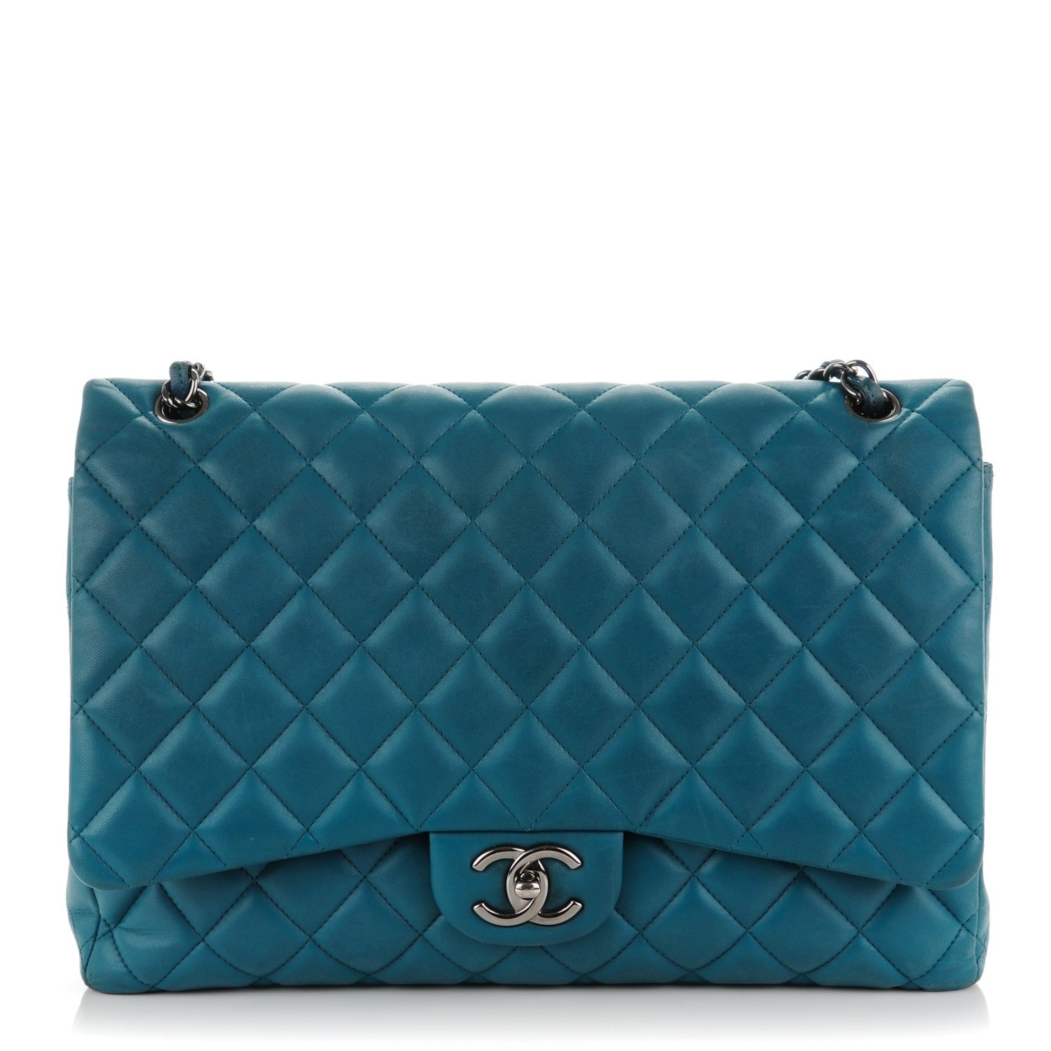 Chanel Lambskin Maxi Double Flap Turquoise 1 of 12