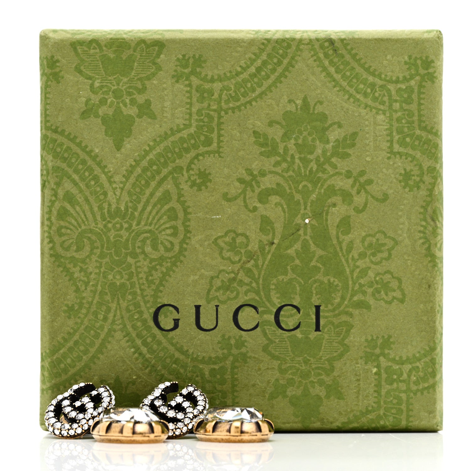 Gucci Metal Crystal Double G Drop Earrings Aged Gold 5 of 5