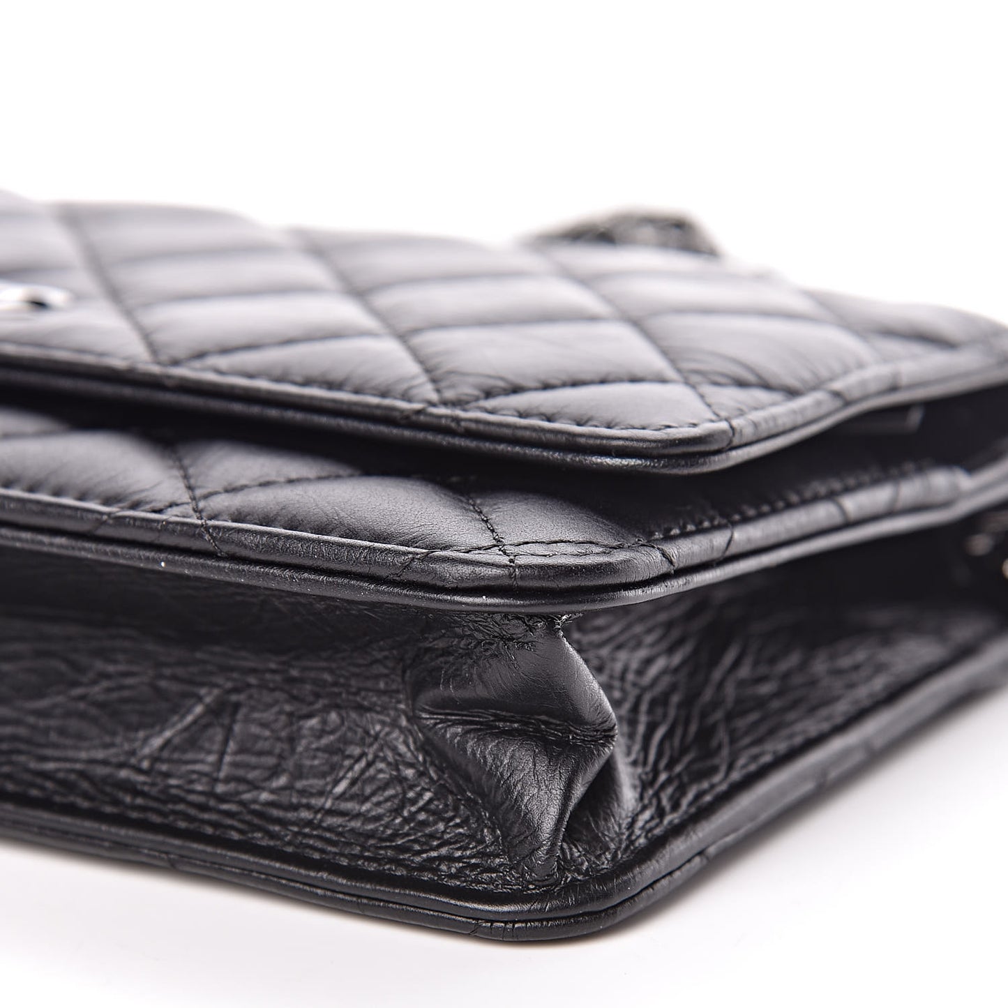 Aged Calfskin Quilted Tassel Wallet On Chain WOC Black