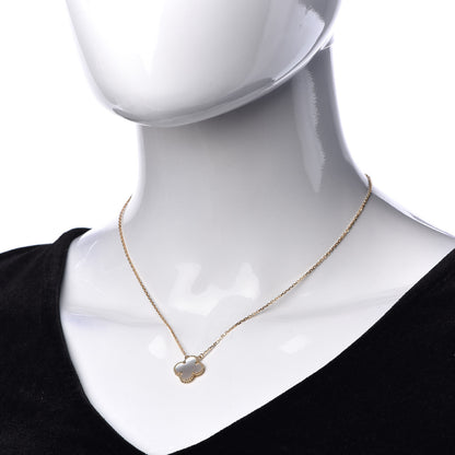 Van Cleef & Arpels 18K Yellow Gold Mother of Pearl Vintage Alhambra Pendant Necklace 2 of 8