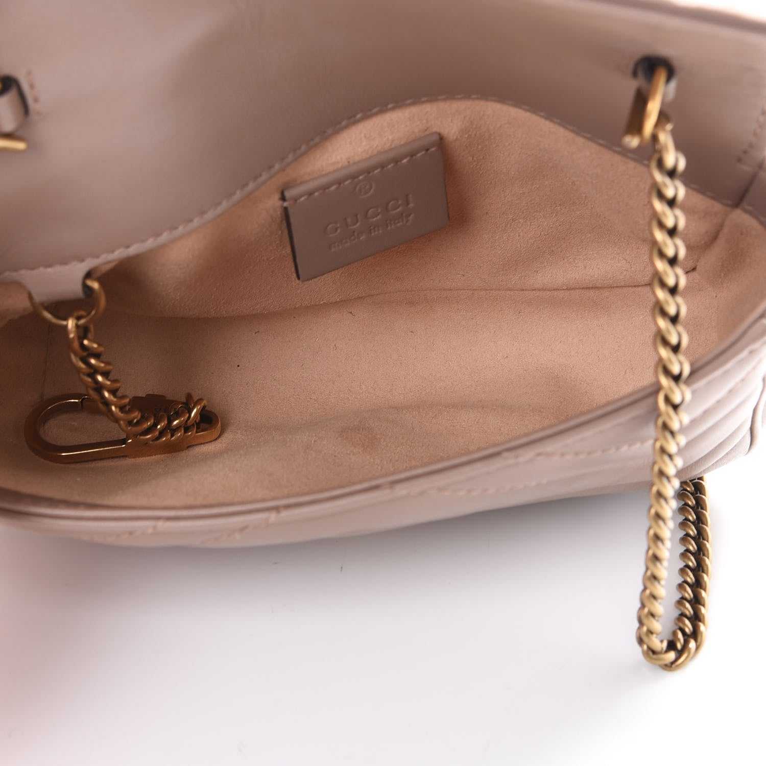 Gucci Calfskin Matelasse Super Mini GG Marmont Shoulder Bag Porcelain Rose 4 of 15