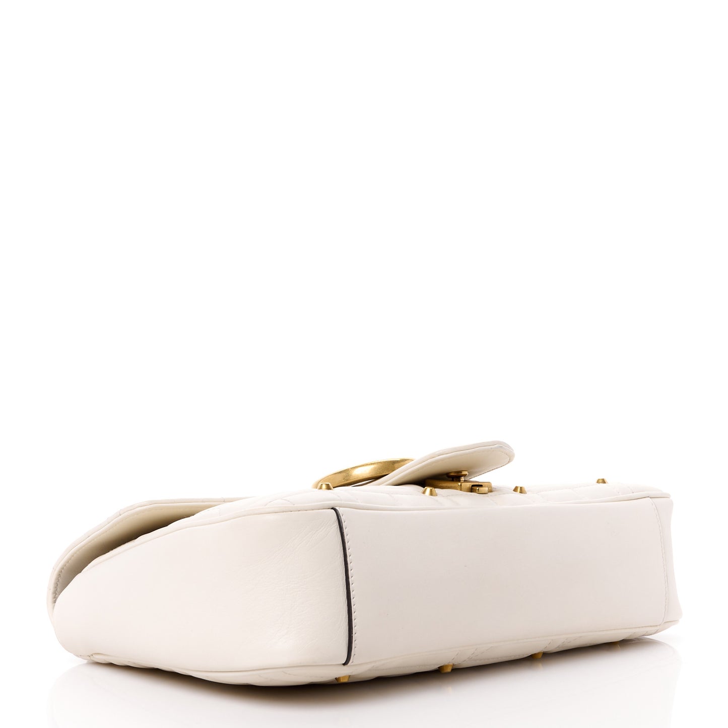 Calfskin Matelasse Studded Medium GG Marmont Shoulder Bag White