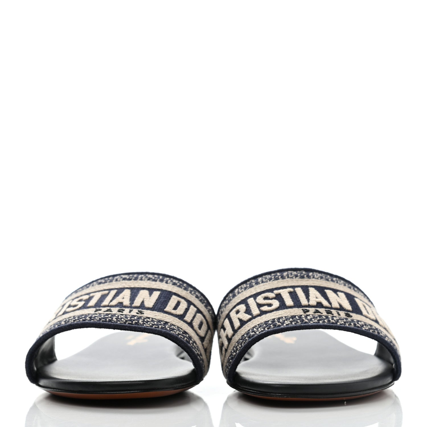 Christian Dior Canvas Embroidered Dway Mules Slide Sandals 37 Deep Blue 2 of 8