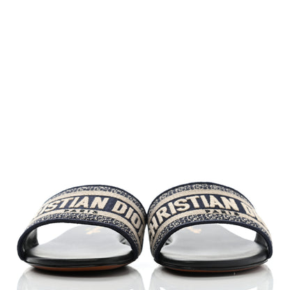 Christian Dior Canvas Embroidered Dway Mules Slide Sandals 37 Deep Blue 2 of 8