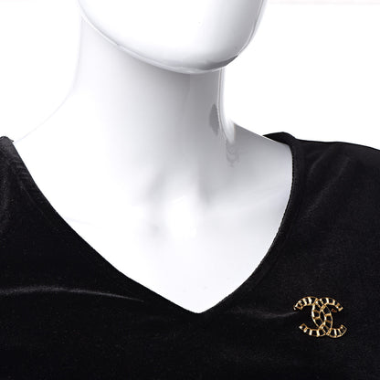 Chanel Gripoix Poured Glass Along The Nile CC Brooch Black Gold 2 of 5