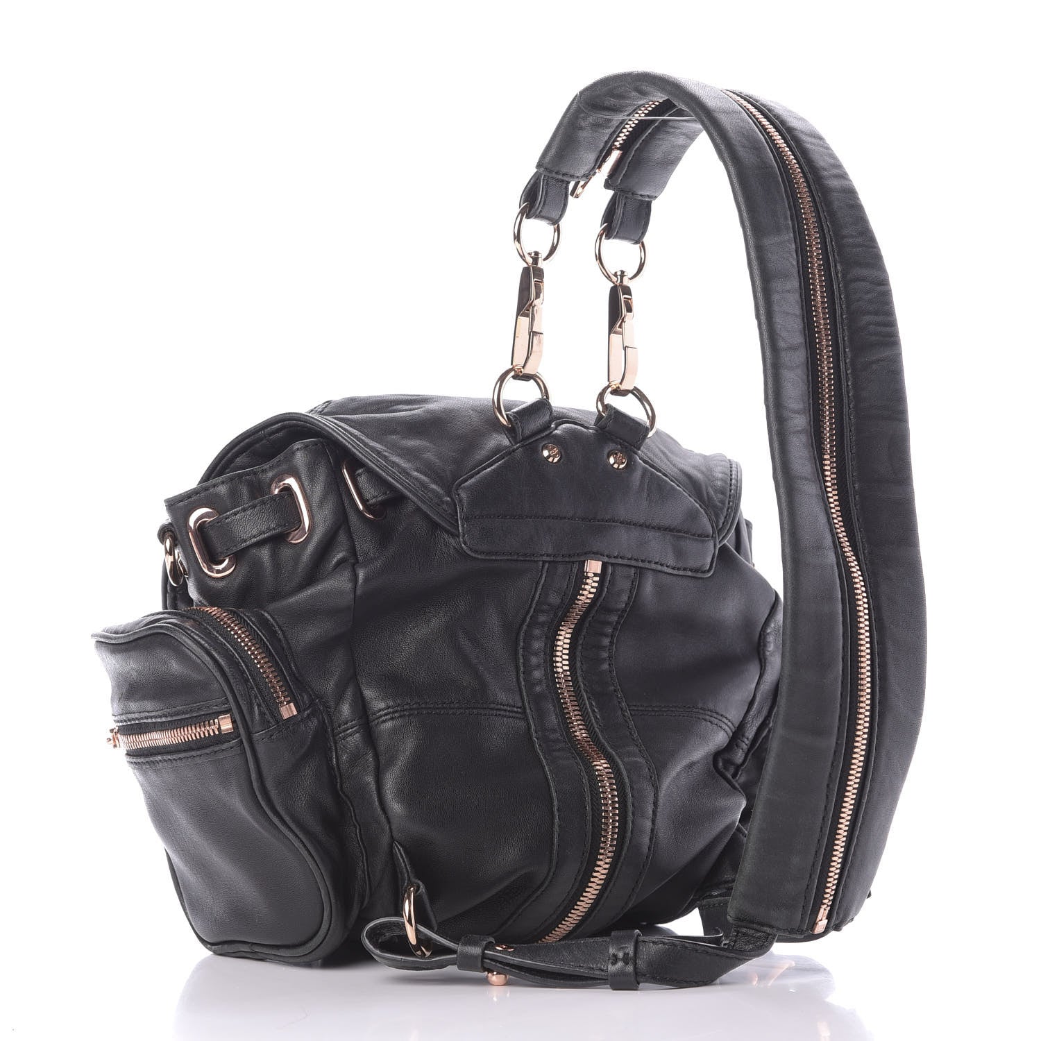 Alexander Wang Lambskin Marti Backpack Bag Washed Black Rose Gold Hardware 2 of 8