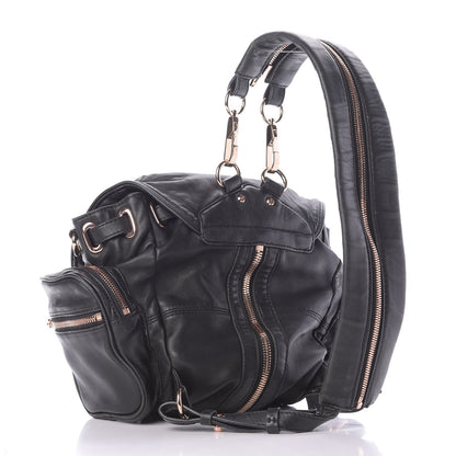 Alexander Wang Lambskin Marti Backpack Bag Washed Black Rose Gold Hardware 2 of 8
