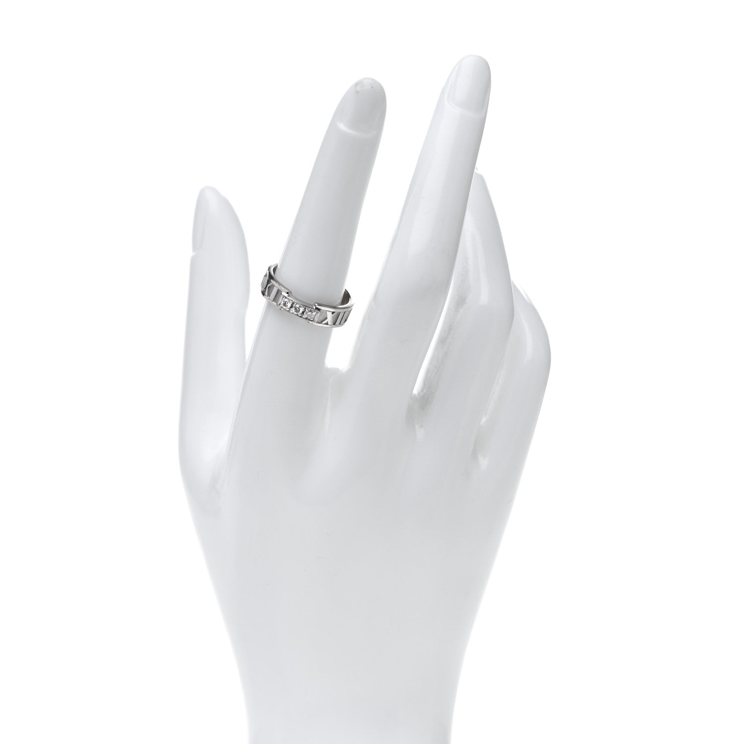 Tiffany 18K White Gold Diamond Atlas Ring 56 7.5 2 of 4