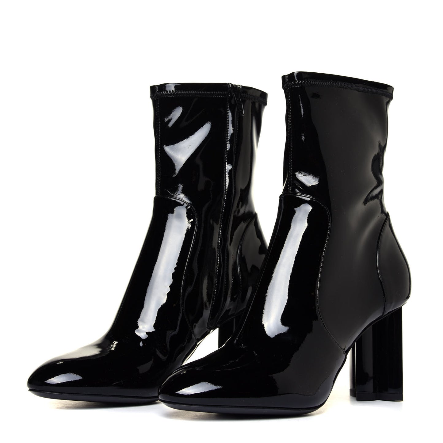 Patent Silhouette Ankle Boots 38 Black
