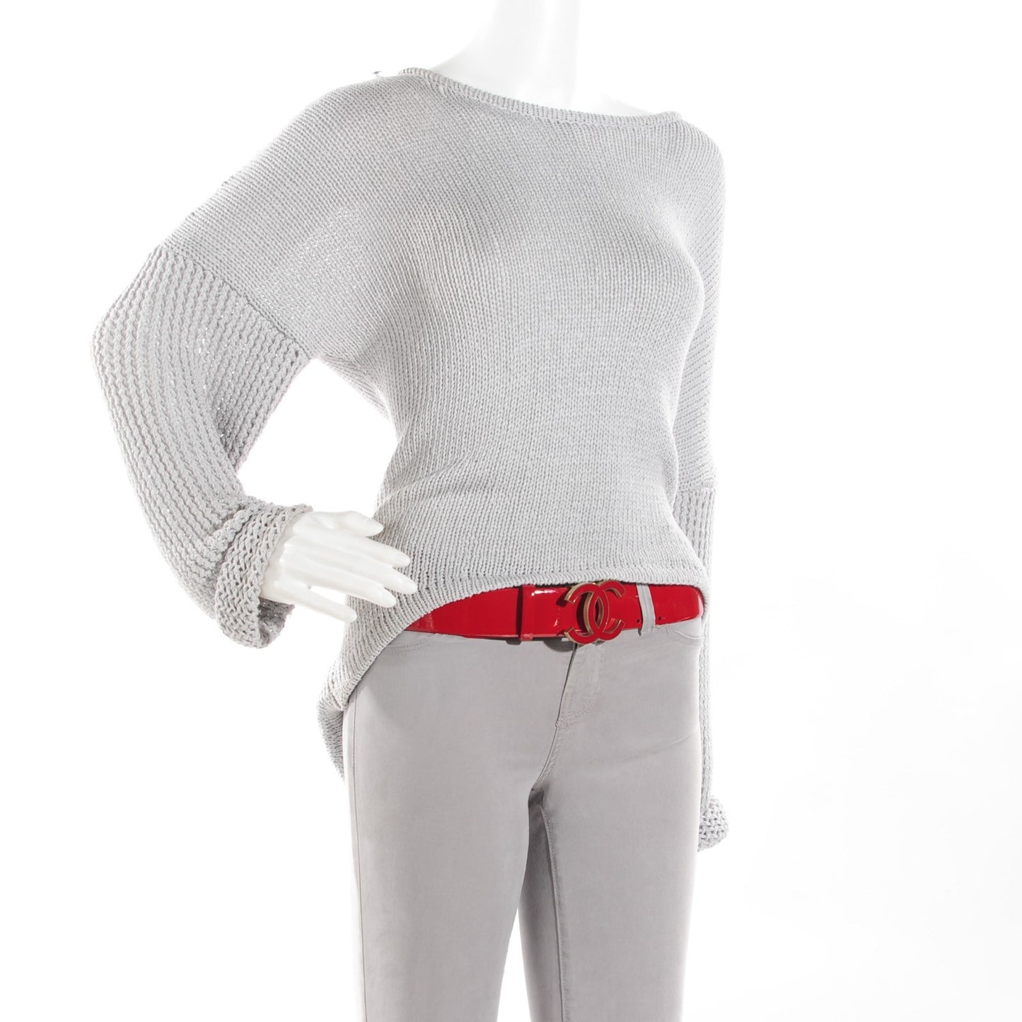 Patent Calfskin CC Logo Belt 85 34 Red