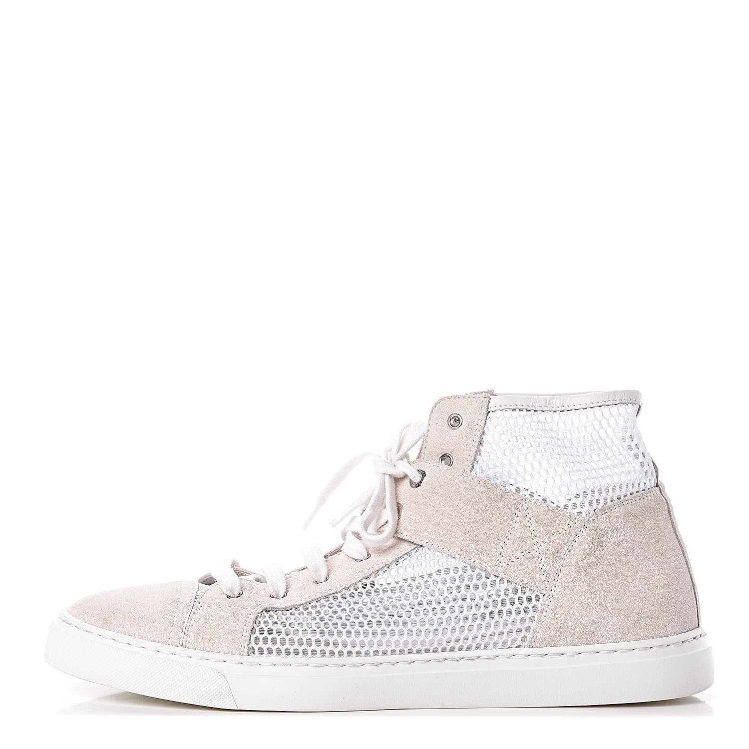 Chanel Fabric Mesh Suede Calfskin High Top Sneakers 41 White 1 of 13